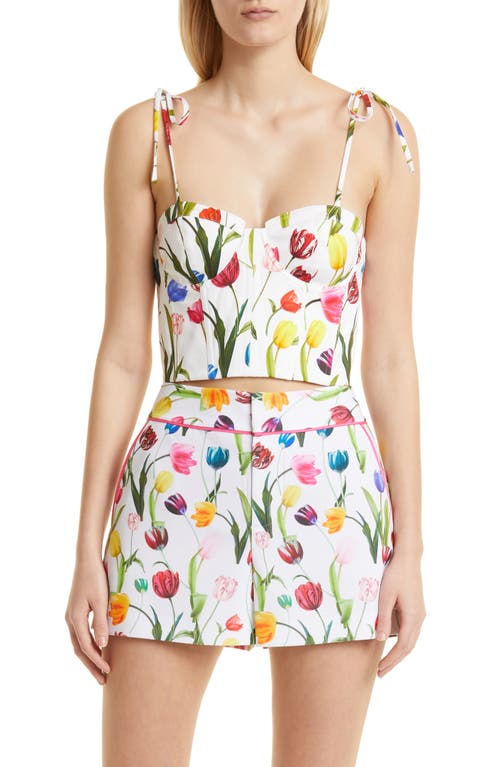 Alice + Olivia Abia Bustier Top in Kiss My Tulips