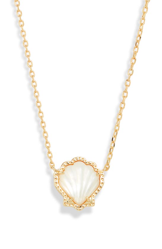 Shop Kendra Scott Brynne Shell Pendant Necklace In Gold Ivory Mother Of Pearl