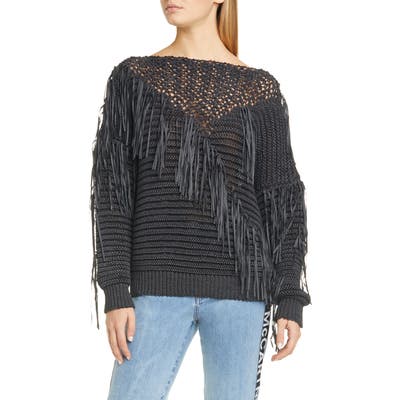 Stella Mccartney Fringe Tape Yarn Sweater, 6 IT - Black