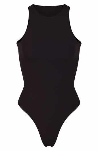 Track Deep Plunge Shapewear Mid Thigh Bodysuit - Marble - XS at Skims