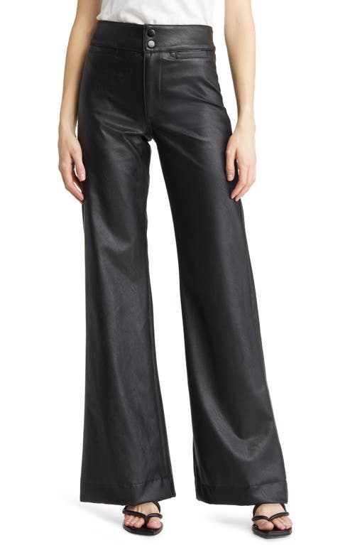ASKK NY Brighton Faux Leather Flare Pants in Black