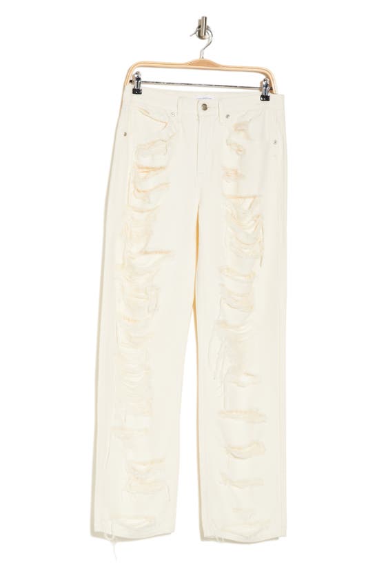 Good American Good '90s Ripped High Waist Relaxed Jeans In Cloud White001