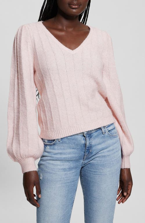 Shop Guess Madeline Pointelle Detail Sweater In Low Key Pink