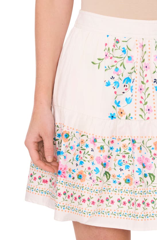 Shop Cece Floral Tiered Miniskirt In New Ivory