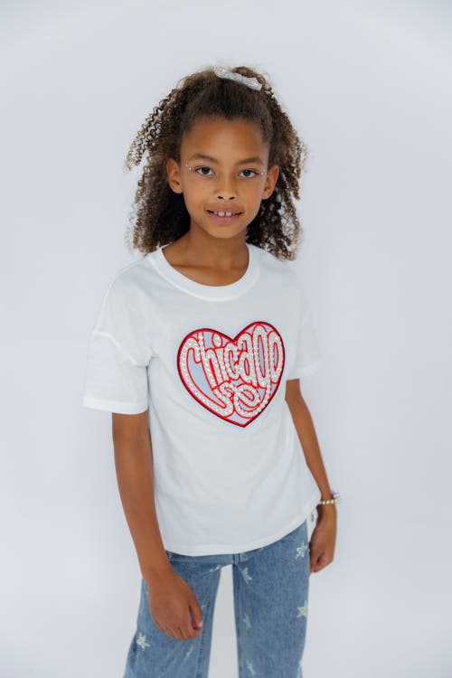 LOLA + THE BOYS LOLA + THE BOYS CHICAGO SPARKLE HEART SWEATSHIRT 