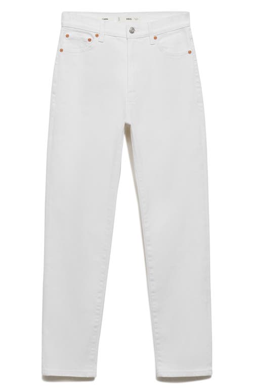 Mango Claudia Waxed Crop Slim Fit Jeans In White