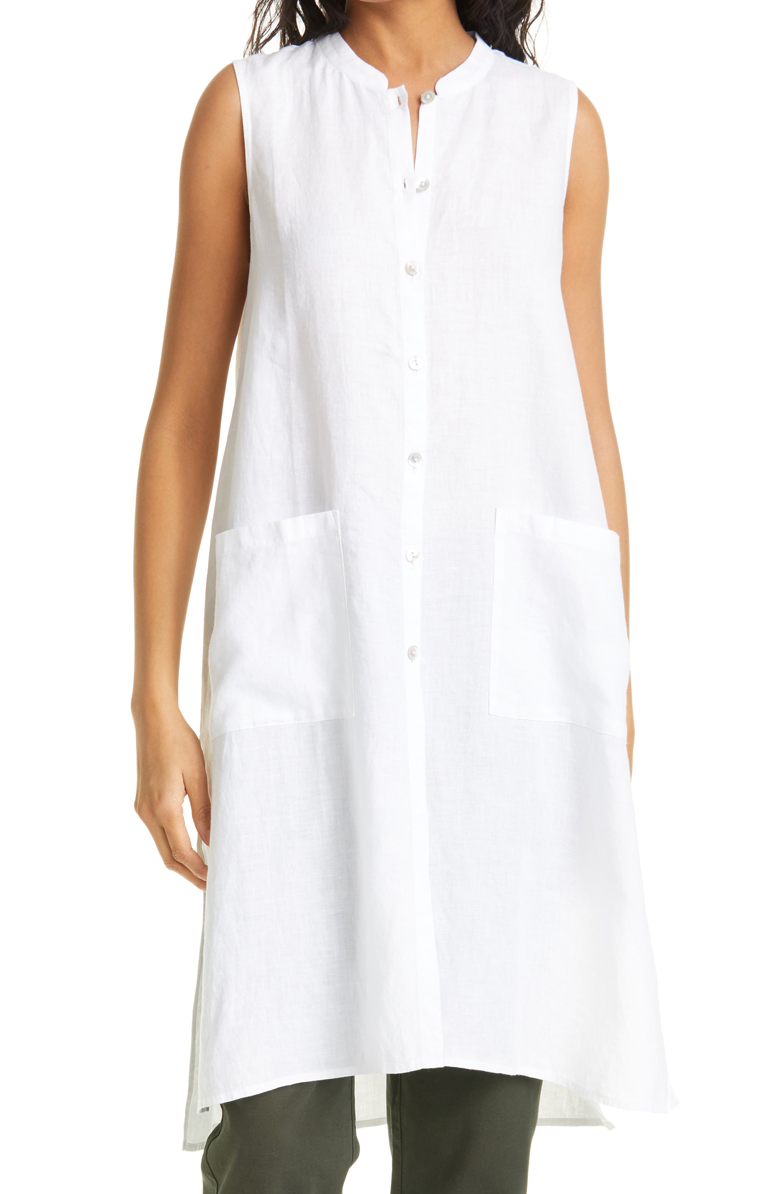 eileen fisher white linen dress