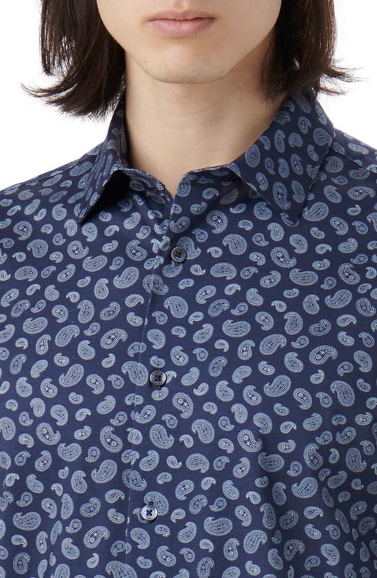 Shop Bugatchi Ooohcotton® Paisley Button-up Shirt In Navy
