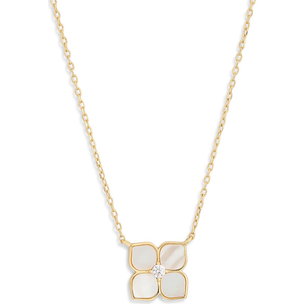Argento Vivo Sterling Silver Mother Of Pearl Flower Pendant Necklace In Gold