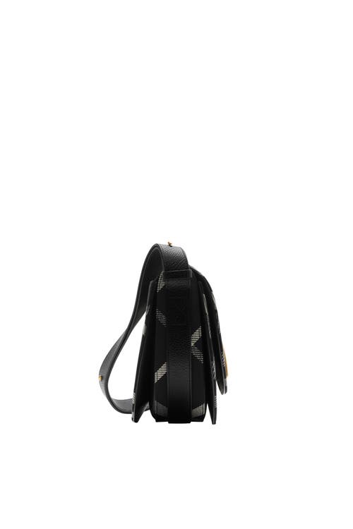 Burberry Rocking Horse Medium Check Crossbody Bag In Black