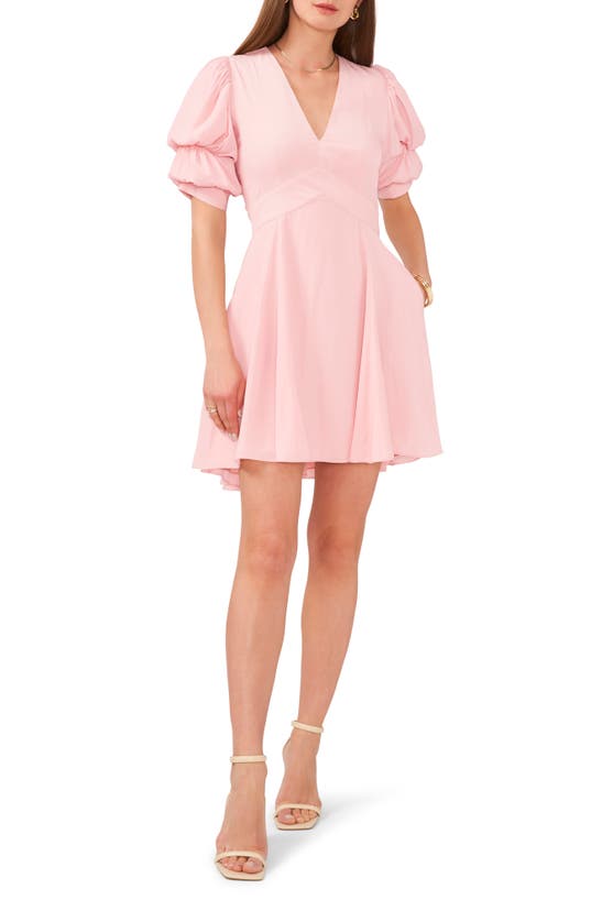 Shop 1.state Tiered Bubble Sleeve Dress In Rose Linen