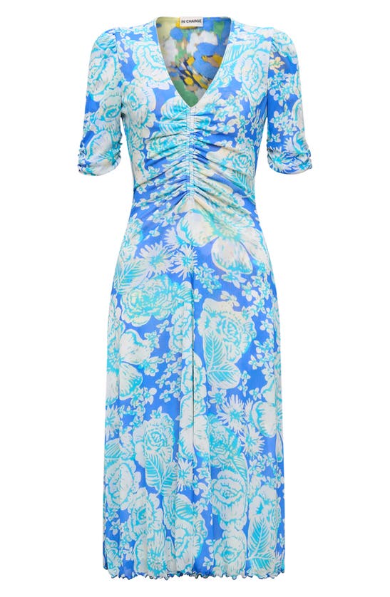 Shop Dvf Koren Reversible Fit & Flare Dress In June Bloom Blue/ Day Dream