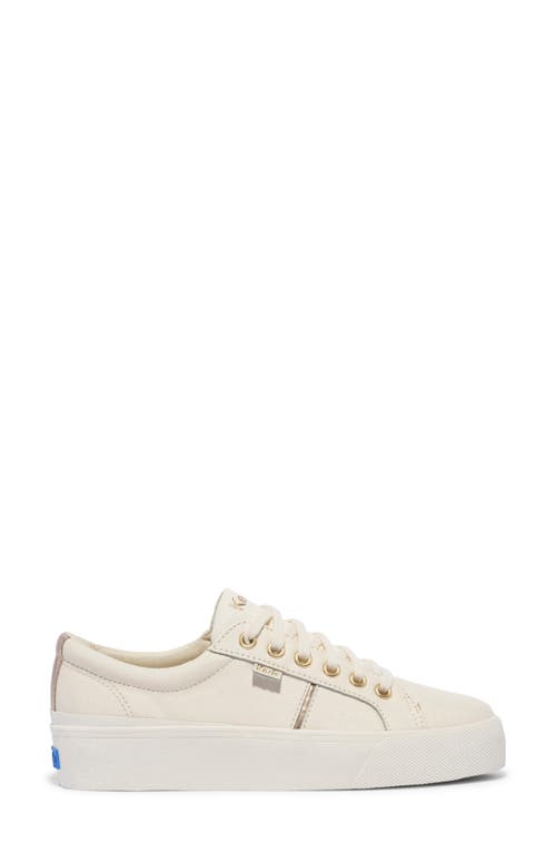 Keds Women's Jump Kick Duo Leather Metallic Lace Up Leather Sneakers In Egret/champagne Leather