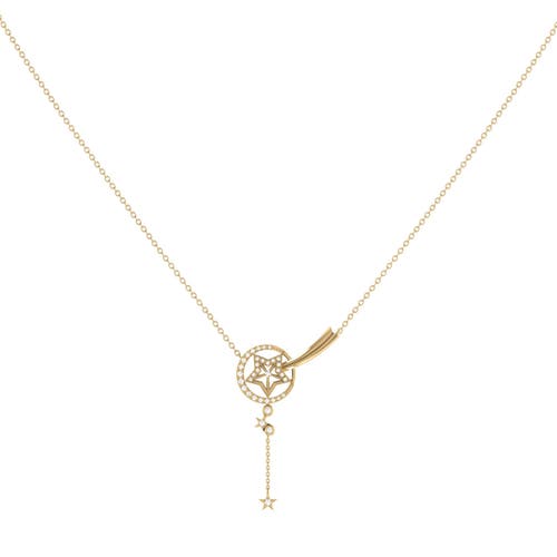 Shop Luvmyjewelry Stella Comet Sterling Silver Diamond Drop Necklace In 14kt Gold Vermeil On Sterling