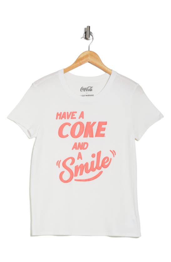 Shop Lucky Brand Coca Cola Smile Graphic T-shirt In Cream