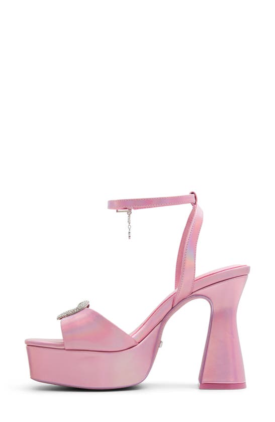 Shop Aldo X Barbie Party Ankle Strap Platform Sandal In Shiny Pink