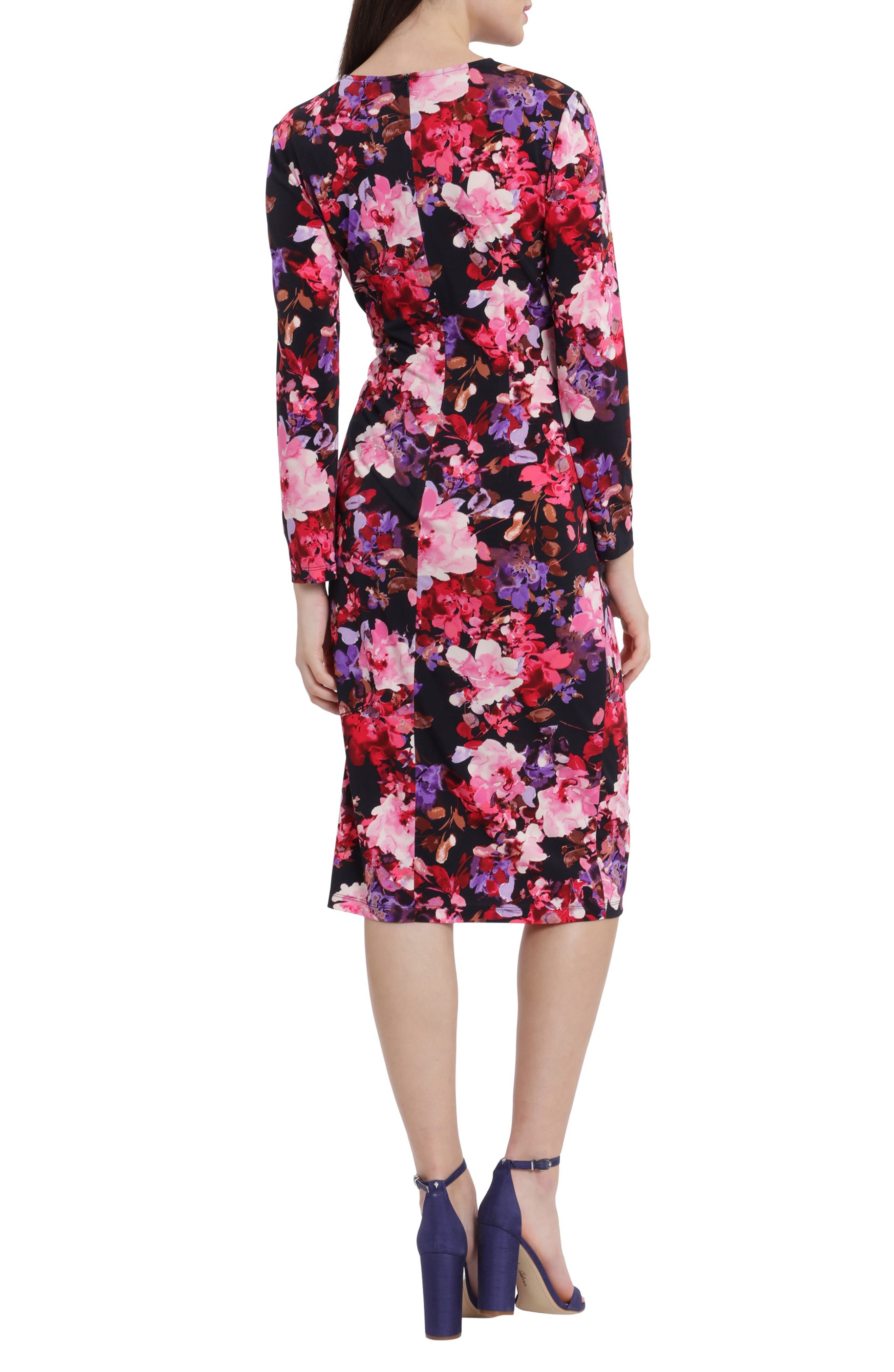 Maggy London Floral Front Twist Long 