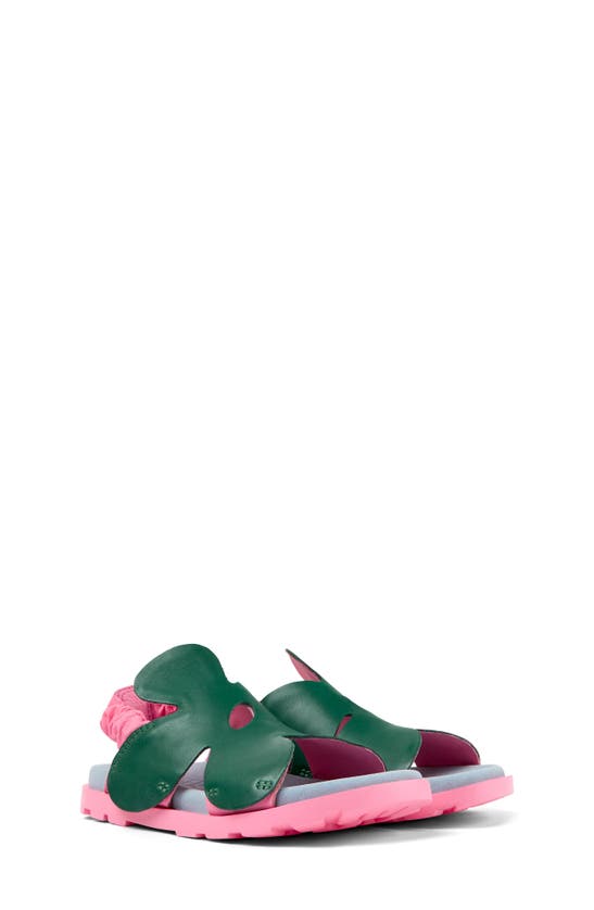 Camper Kids' Brutus Flower Slingback Sandal In Dark Green | ModeSens
