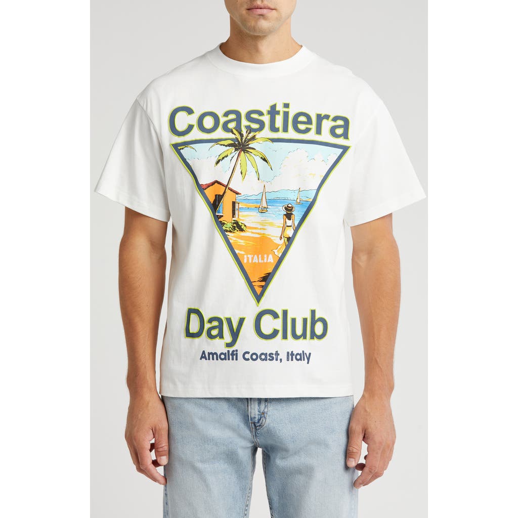 ID Supply Co Coastiera Day Club Oversize Embroidered Graphic T-Shirt in White