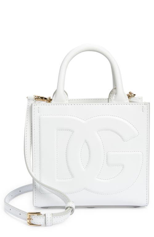 Dolce&Gabbana Mini DG Logo Daily Leather Tote in White 