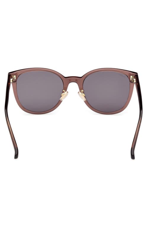 Shop Max Mara 55mm Round Sunglasses In Shiny Dark Brown/smoke