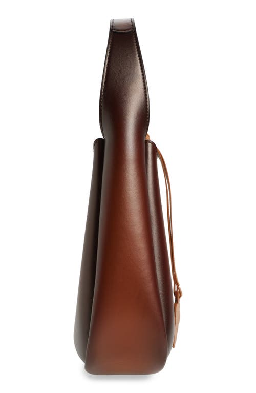 Shop Stella Mccartney Small Perforated Logo Faux Leather Hobo Bag In Brandy