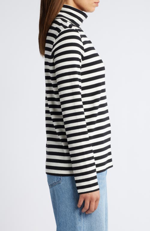 Shop Caslonr Caslon(r) Long Sleeve Turtleneck Top In Black- Ivory C Charm Stripe