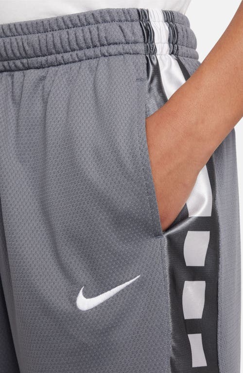 Shop Nike Kids' Dri-fit Elite Basketball Shorts In Smoke Grey/white