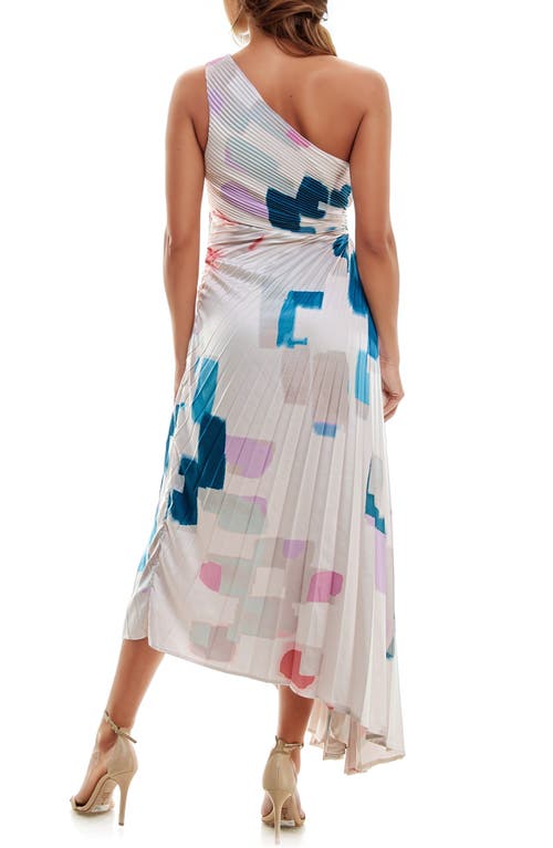 Shop Socialite Print Asymmetric Hem Pleated Maxi Dress In Cream Geo Print