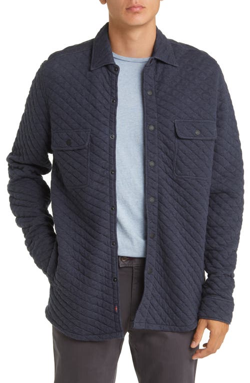 Faherty Epic Cotton Blend Quilted Shirt Jacket in Navy Melange at Nordstrom, Size Xx-Large