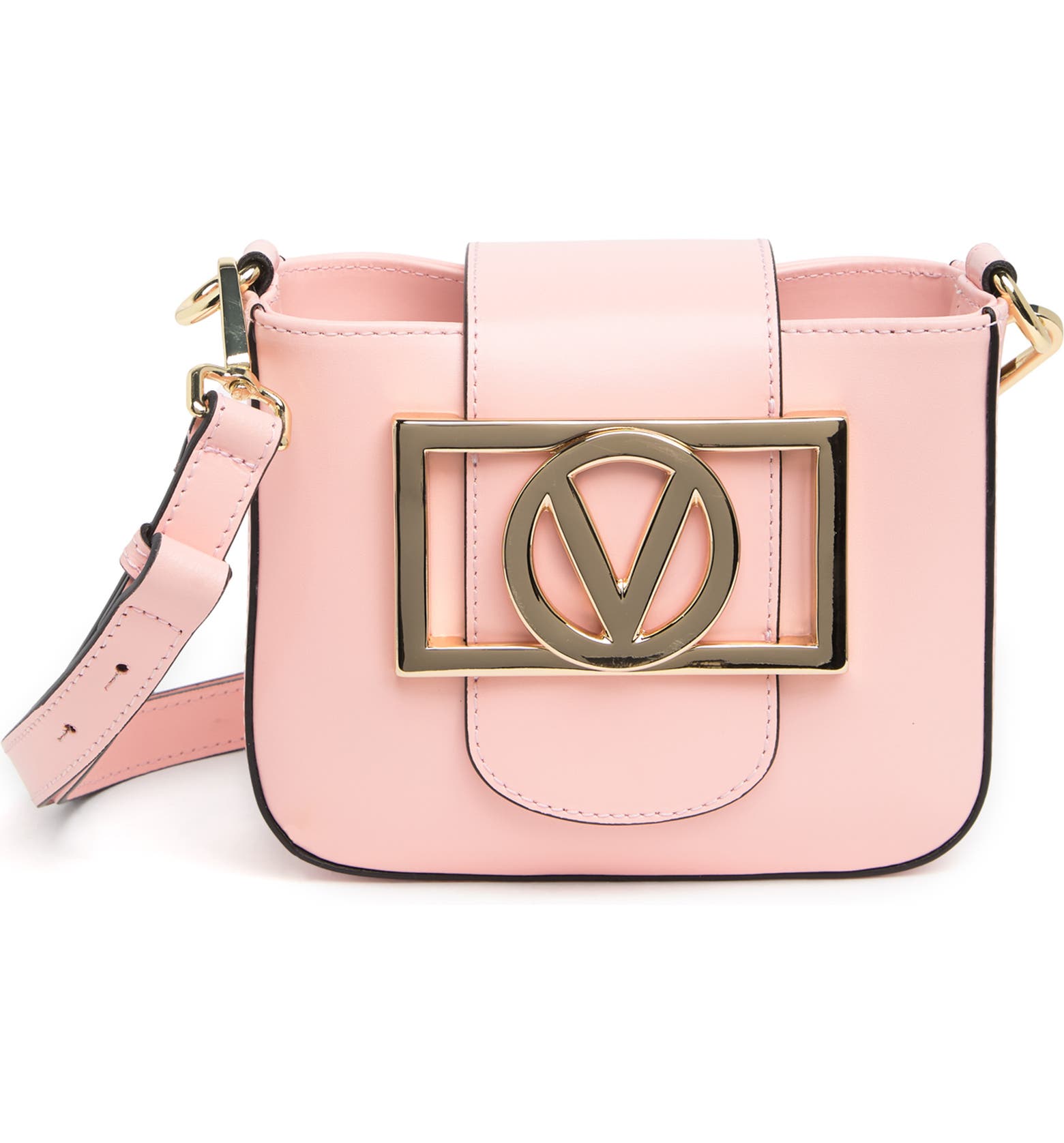 Light pink Mario Valentino Mia Signature Leather Crossbody Bag 