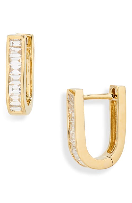 Bony Levy Florentine Diamond Baguette Oval Huggie Hoop Earrings in 18K Yellow Gold at Nordstrom