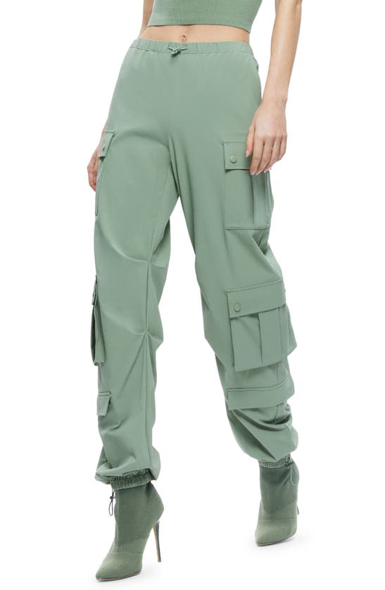 Shop Alice And Olivia Shara Parachute Cargo Pants In Sage