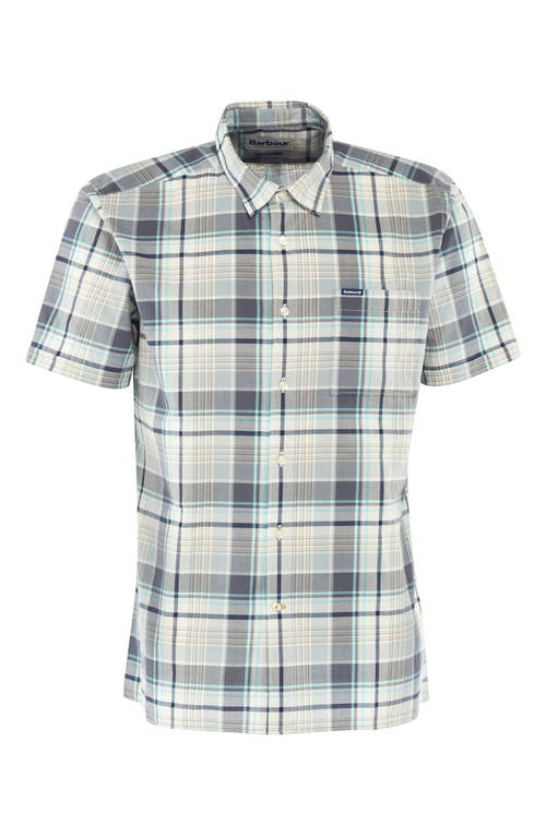 Barbour Embleton Plaid Short Sleeve Cotton Button-up Shirt In Aqua