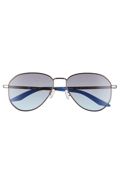 Nike Ascendant 57mm Tinted Aviator Sunglasses In Gun/racer Blue/blue Grad