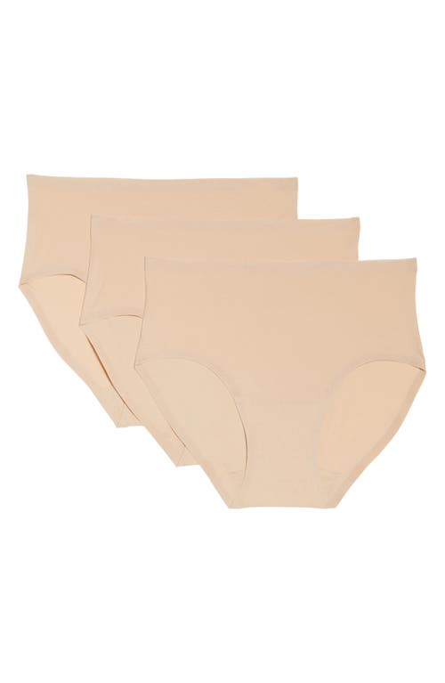 Soft Stretch 3-Pack Seamless Hipster Briefs in Nude