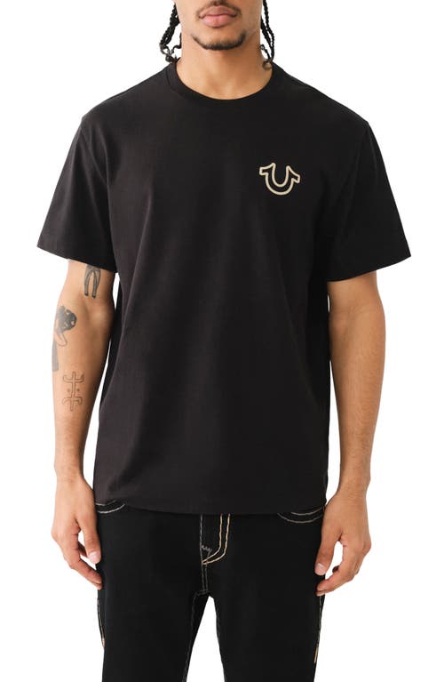 Relaxed Fit Puff Paint Logo Graphic T-Shirt in Jet Black