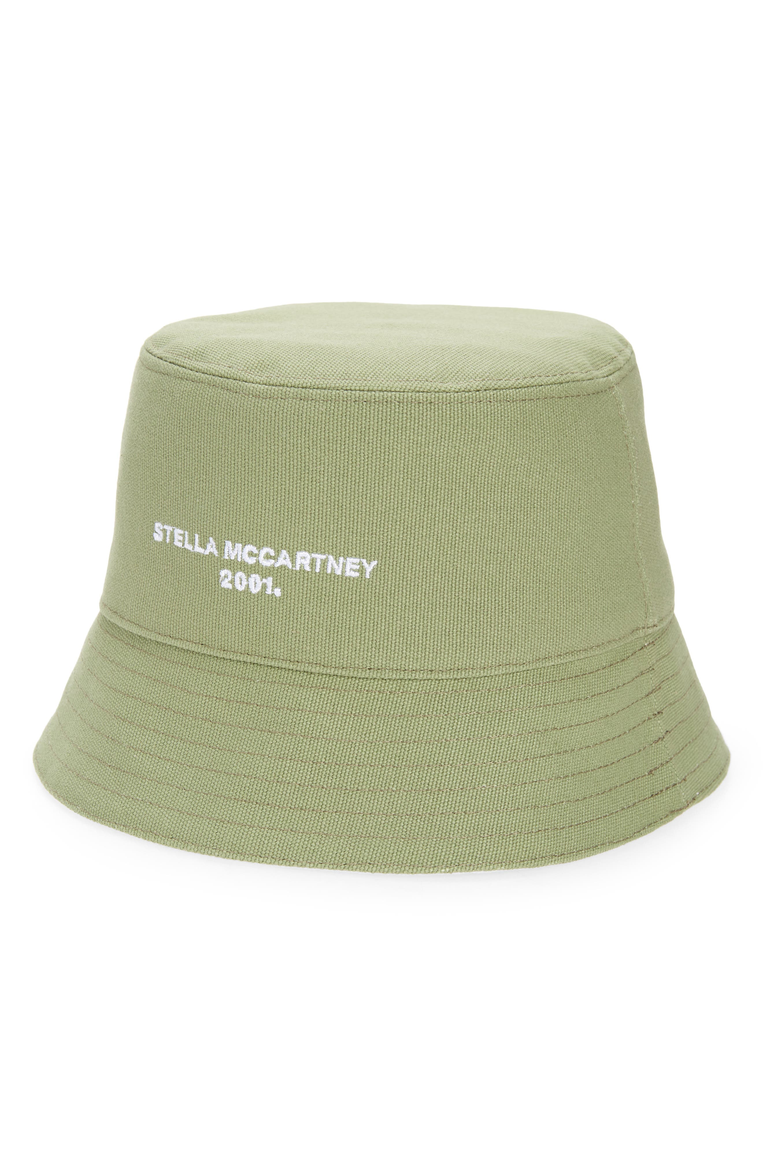 Stella McCartney Embroidered Cotton Button Hat in Bamboo/Ivory