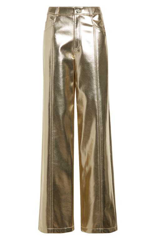 Cinq À Sept Francine High Waist Metallic Faux Leather Wide Leg Pants In Metallic