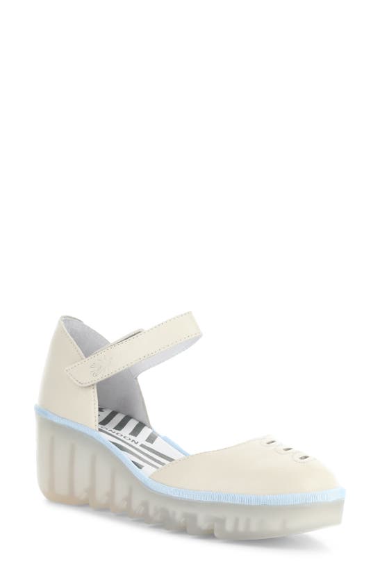 Fly London Biso Wedge Pump In 022 Off White Mousse