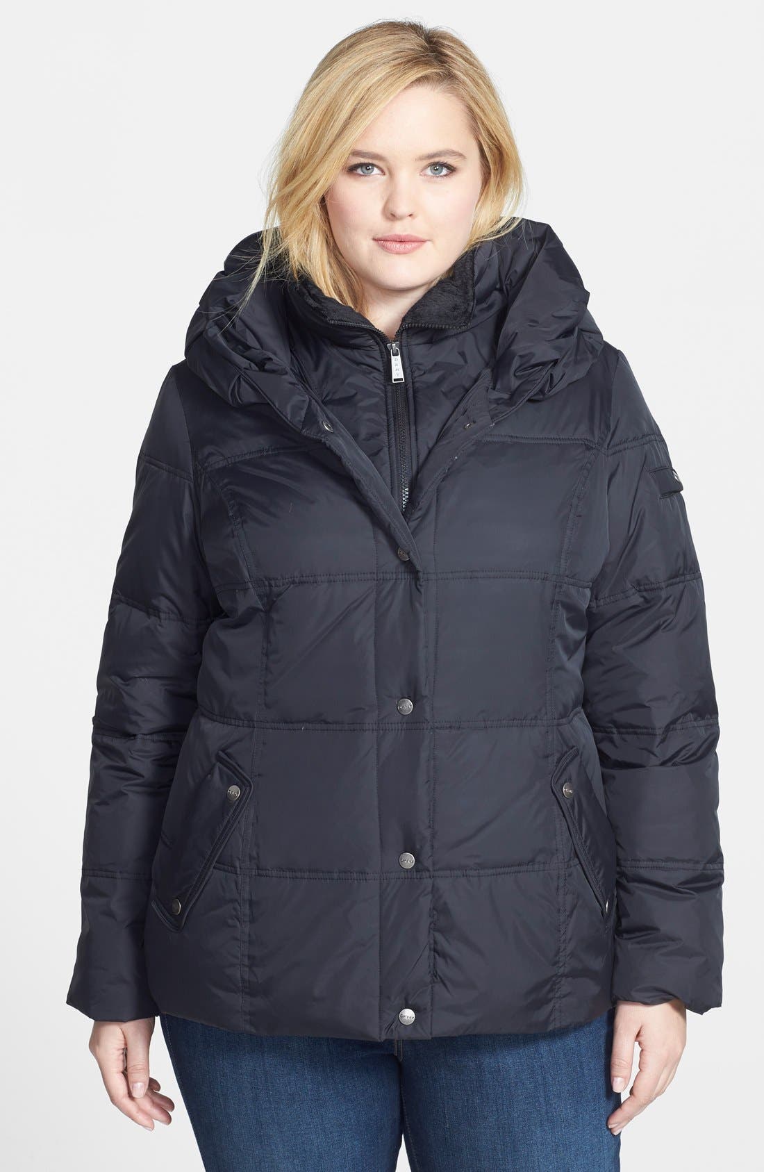 DKNY Pillow Collar Down & Feather Fill Jacket (Plus Size) Nordstrom