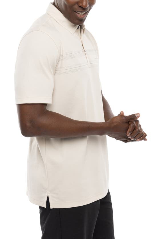 Travismathew Turn Back Stripe Cotton Blend Polo In Moonbeam
