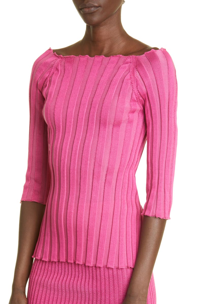 A. Roege Hove Ara Ribbed Off the Shoulder Cotton Blend Cardigan ...