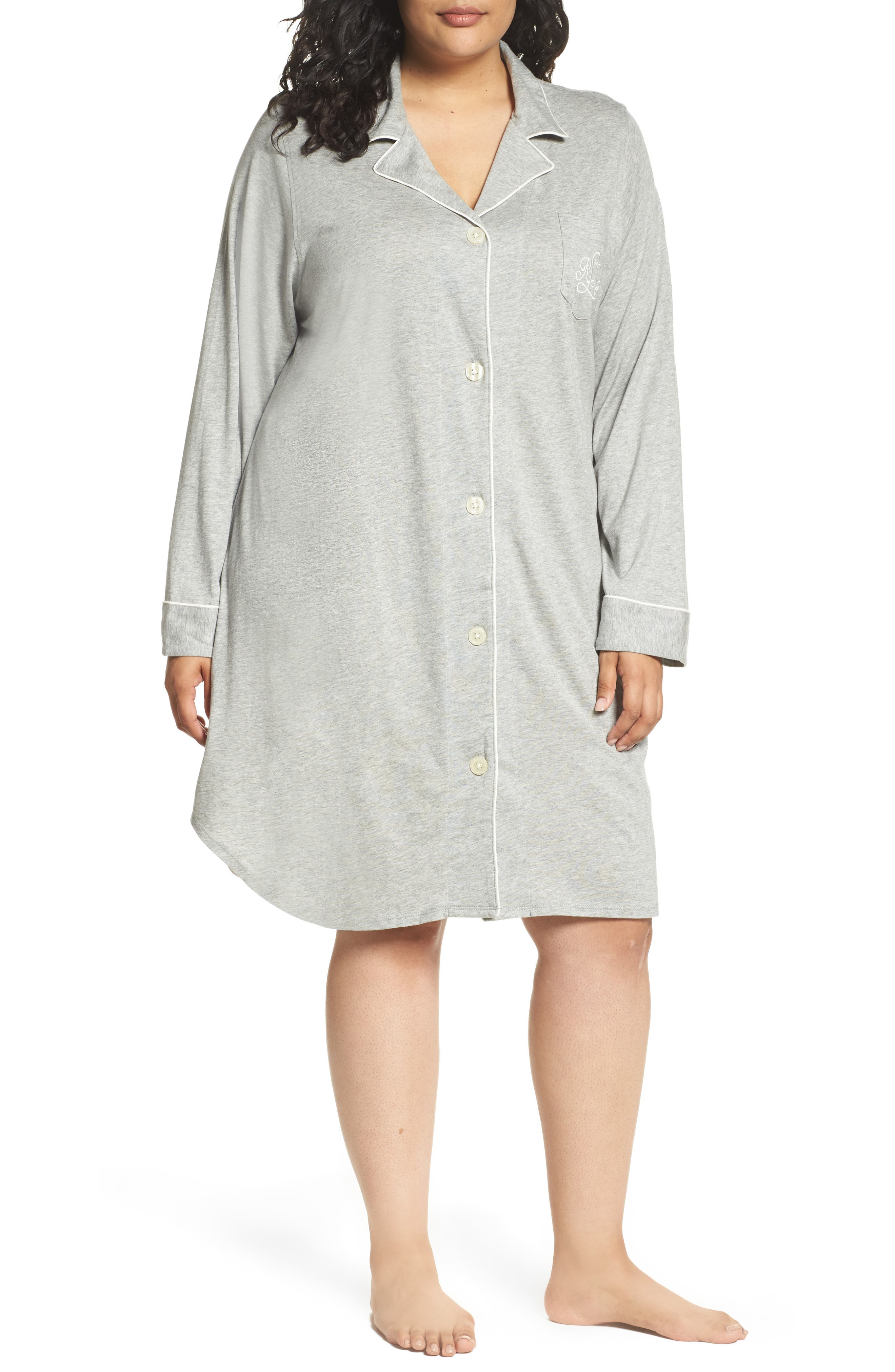 Lauren Ralph Lauren Knit Nightshirt (Plus Size) Only) Nordstrom