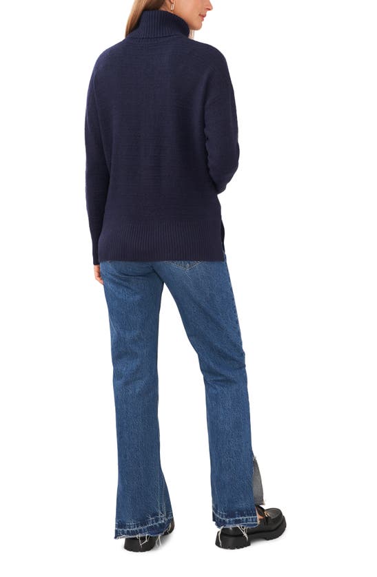 Shop Vince Camuto Textured Turtleneck Sweater In Classic Navy