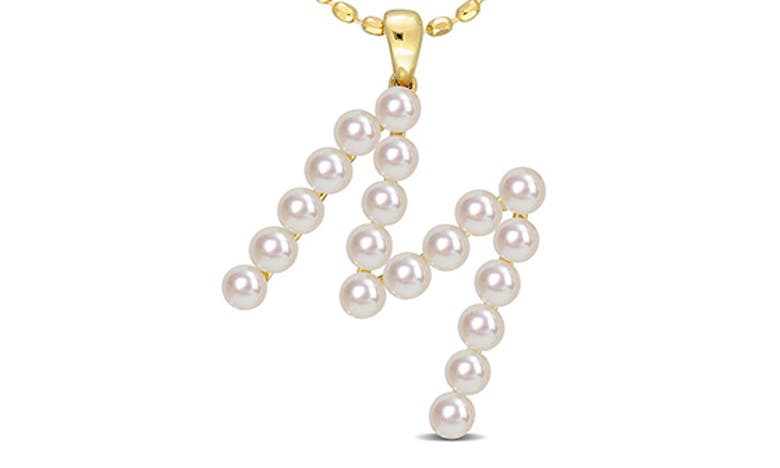 DELMAR DELMAR 3.5-4MM FRESHWATER CULTURED PEARL INITIAL PENDANT NECKLACE