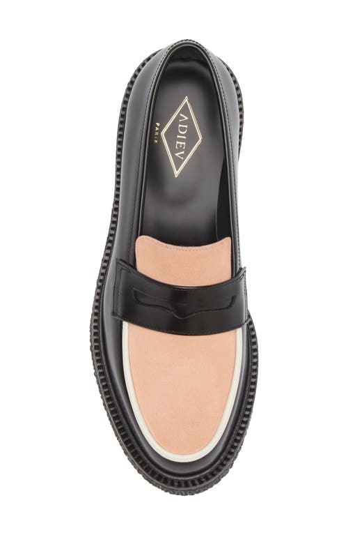 Shop Adieu Colorblock Penny Loafer In Black/strawberry/ivory