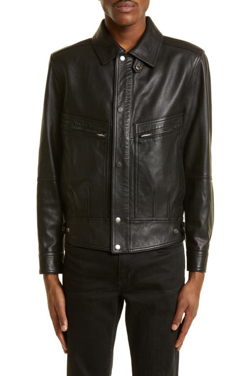 Lambskin Leather Jacket in Black
