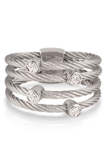 Alor ® 18k White Gold & Stainless Steel Diamond Twisted Cable Ring In Gray