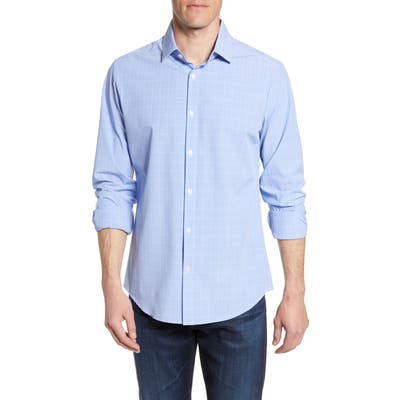 Mizzen+Main Alston Trim Fit Check Performance Shirt, Blue